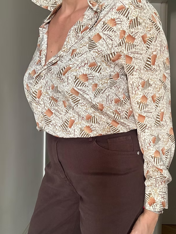 Vintage Saten Dokulu Gömlek