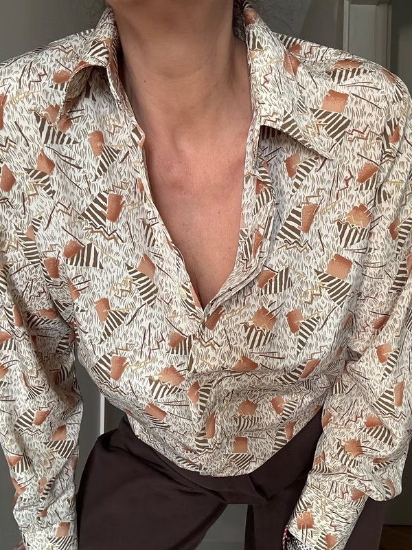 Vintage Saten Dokulu Gömlek