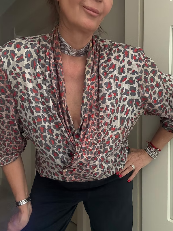 Vintage Leopar Desenli Gömlek
