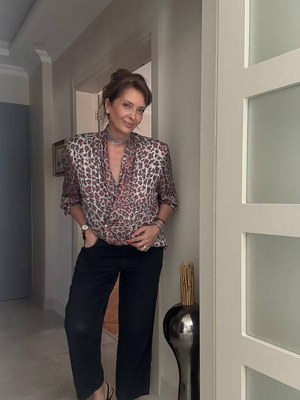 Vintage Leopar Desenli Gömlek