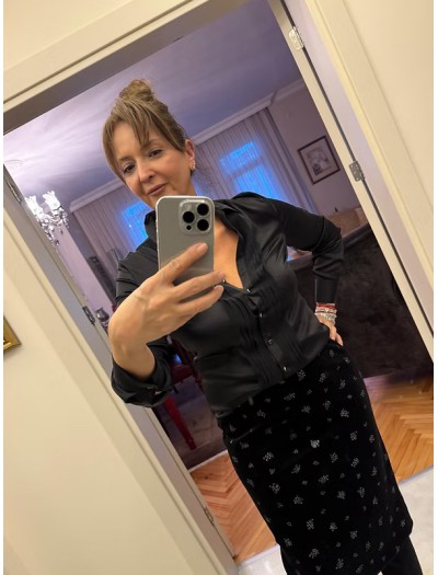 C&A Saten Siyah Gömlek