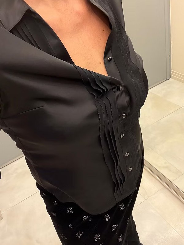 C&A Saten Siyah Gömlek