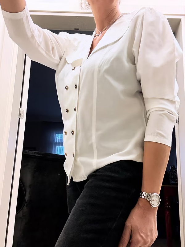 C&A Saten Dokulu Beyaz Gömlek