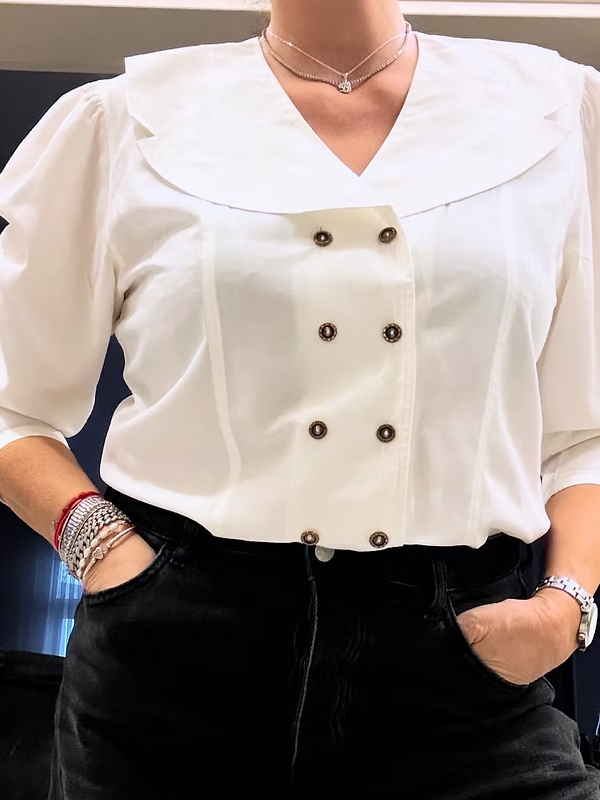 C&A Saten Dokulu Beyaz Gömlek