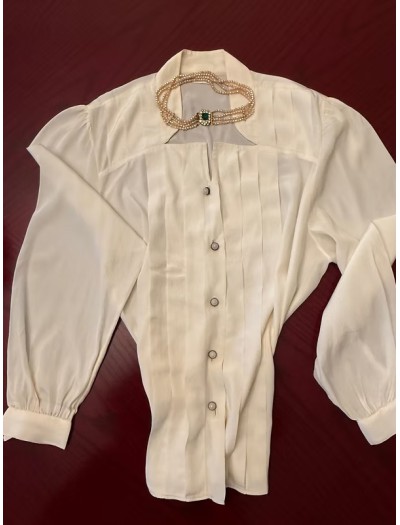 Vintage 100% Ipek Beyaz Gömlek