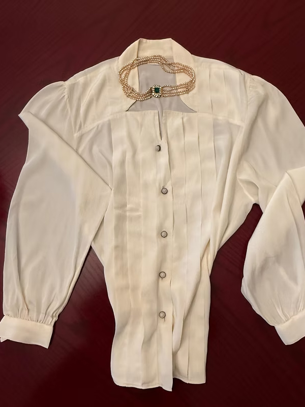 Vintage 100% Ipek Beyaz Gömlek