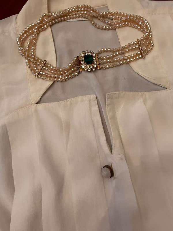 Vintage 100% Ipek Beyaz Gömlek