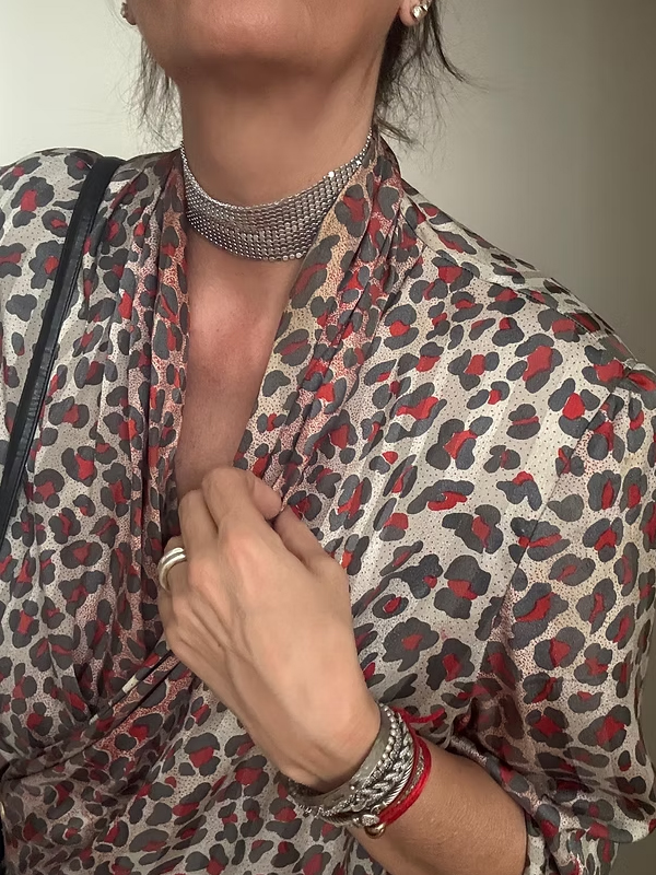 Vintage Leopar Desenli Gömlek