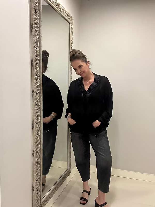 Vintage Şifon Siyah Bluz