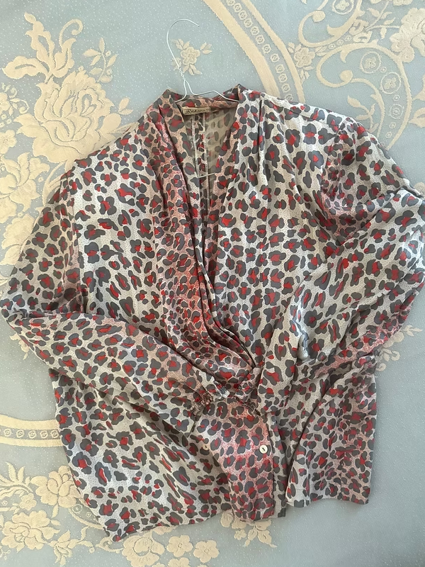 Vintage Leopar Desenli Gömlek