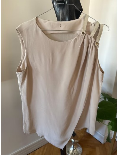 Vintage Süet detaylı ipek Bluz