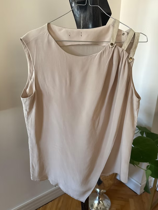 Vintage Süet detaylı ipek Bluz