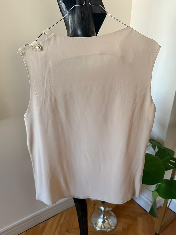 Vintage Dantel ve İnci Düğmeli İpek Gömlek