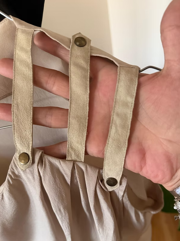 Vintage Süet detaylı ipek Bluz