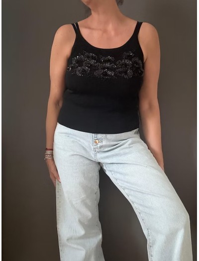 Pullu Vintage İnce Triko Bluz