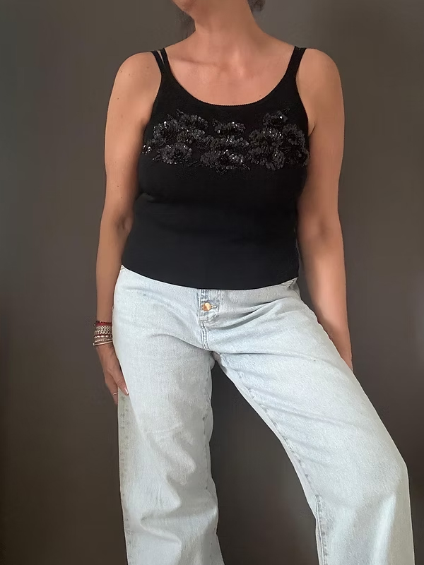 Pullu Vintage İnce Triko Bluz