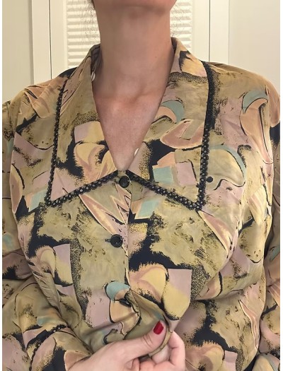 Vintage 80 Özel Dikim Floral Desen Gömlek