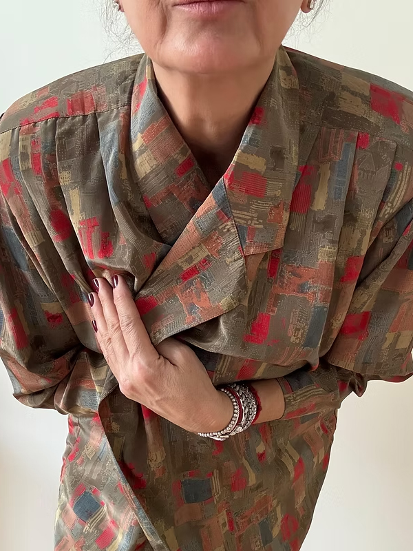 Vintage 80 Soyut Desen Gömlek/Ceket Saten-İpek
