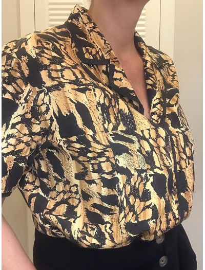 Vintage İpek Desenli Gömlek