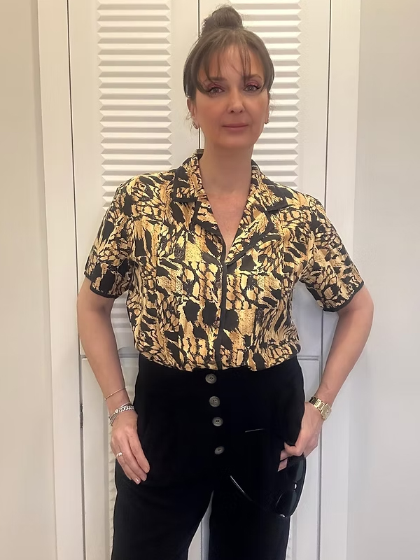 Vintage İpek Desenli Gömlek