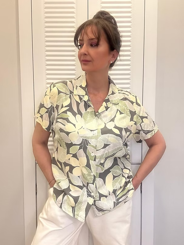 Vintage İpek Desenli Gömlek