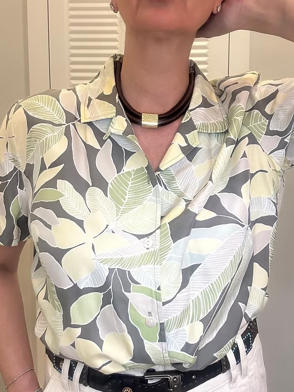 Vintage İpek Desenli Gömlek