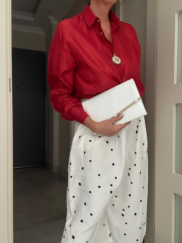 Vintage Made in Italy İpek Tafta Gömlek