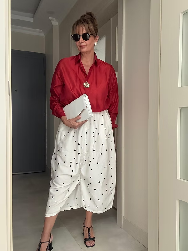 Vintage Made in Italy İpek Tafta Gömlek