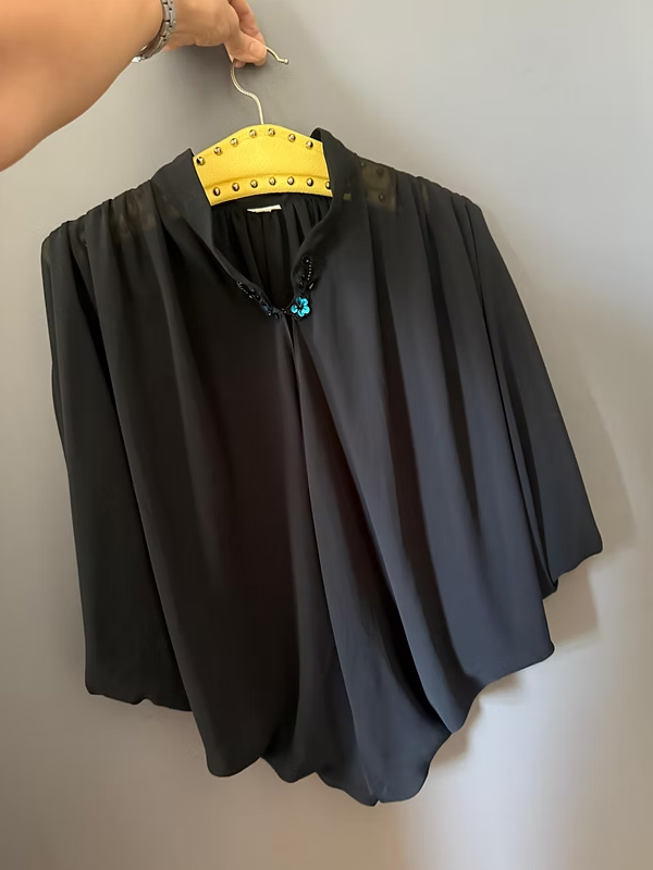 Vintage Şifon Yaka Detaylı Bolero/ Bluz