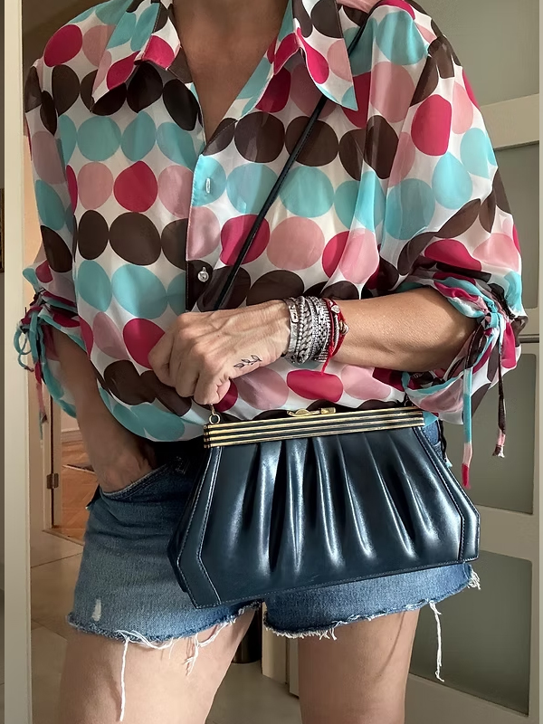 Vintage Puantiye Şifon Gömlek