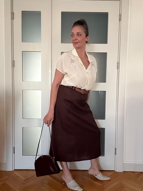 Vintage Delikişi İpek Gömlek