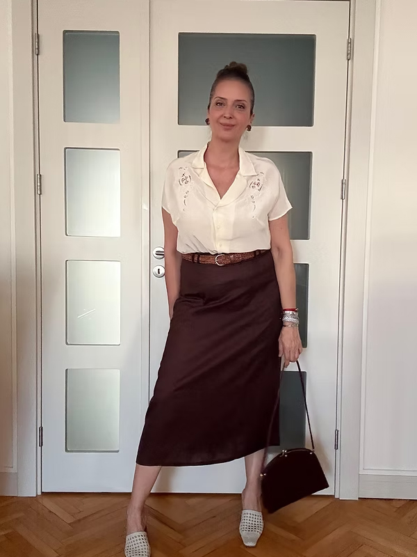 Vintage Delikişi İpek Gömlek