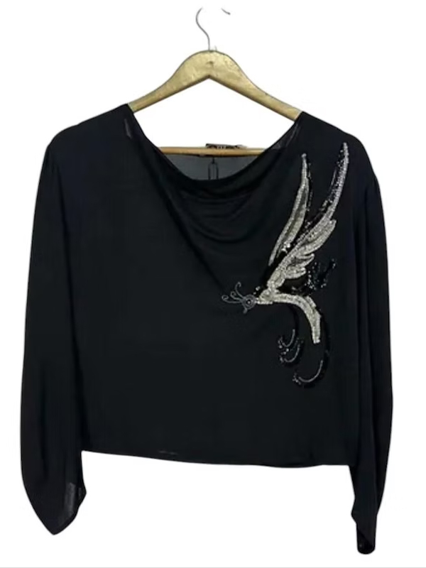 Vintage 80s -Bille Paris -Pul İşlemeli Bluz