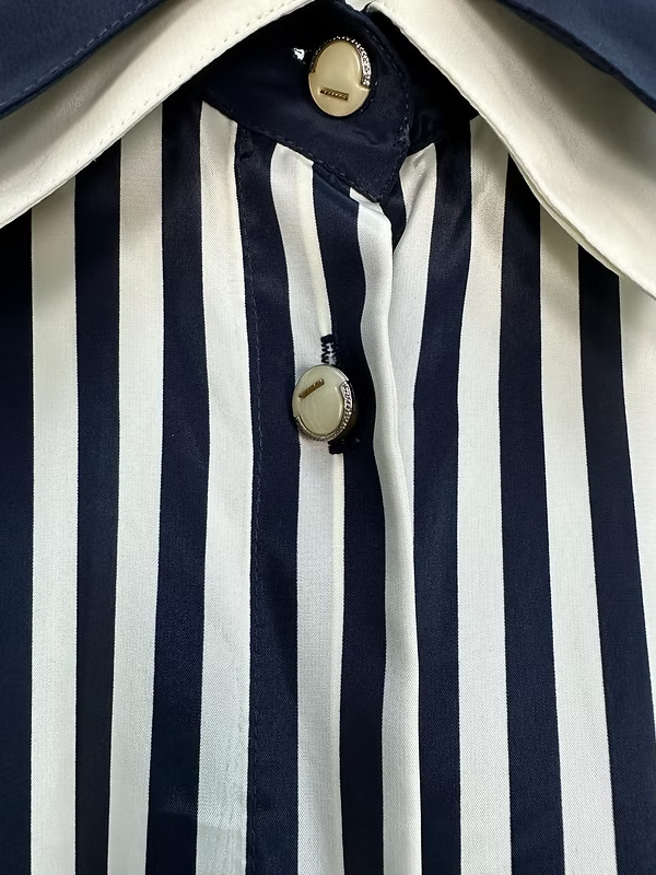 Vintage Çift Yakalı Çizgili Gömlek