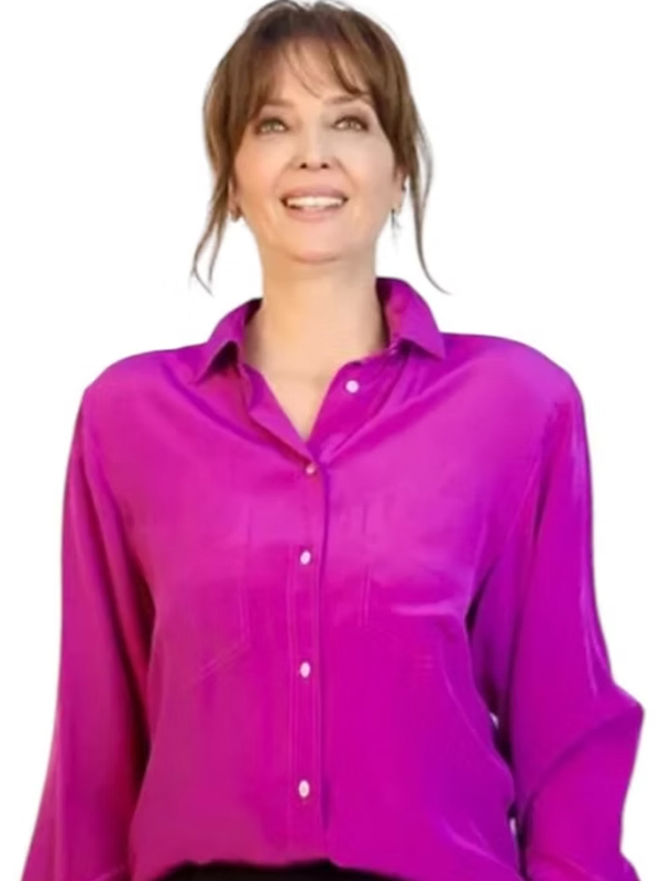Vintage İpek Fuşya Gömlek