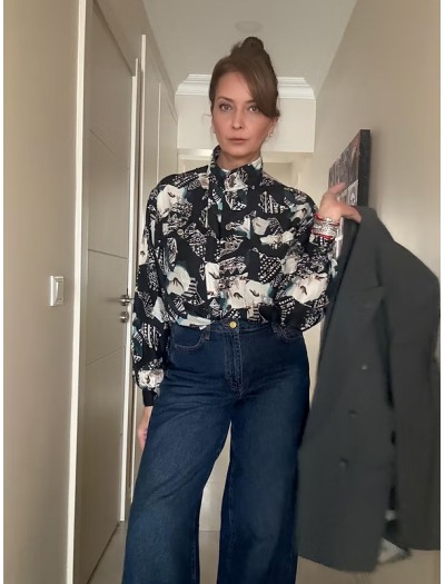 Vintage Made in Italy İpek Gömlek