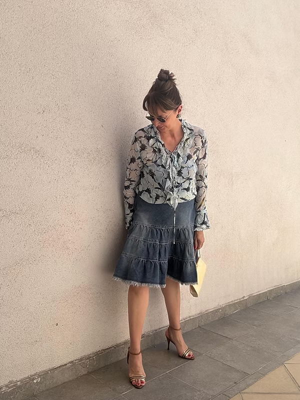 Vintage Tüzün Şifon Fırfırlı Gömlek