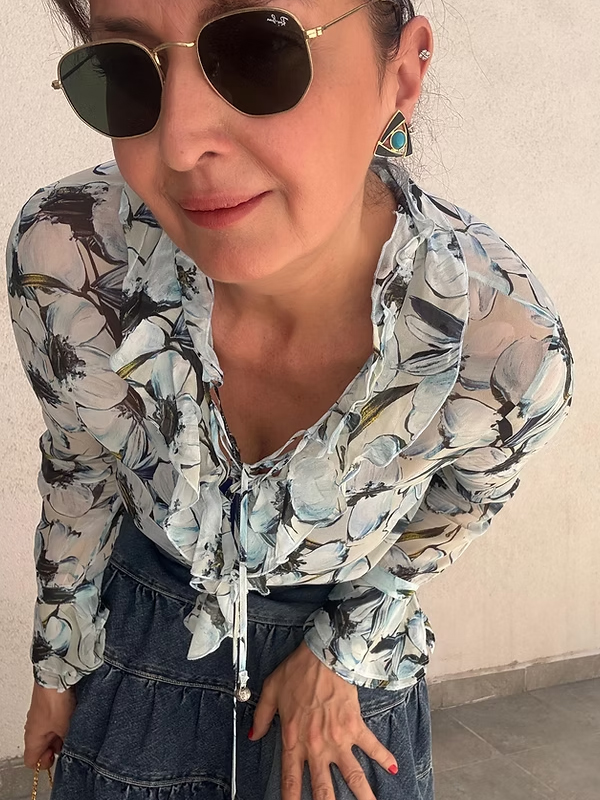 Vintage Tüzün Şifon Fırfırlı Gömlek