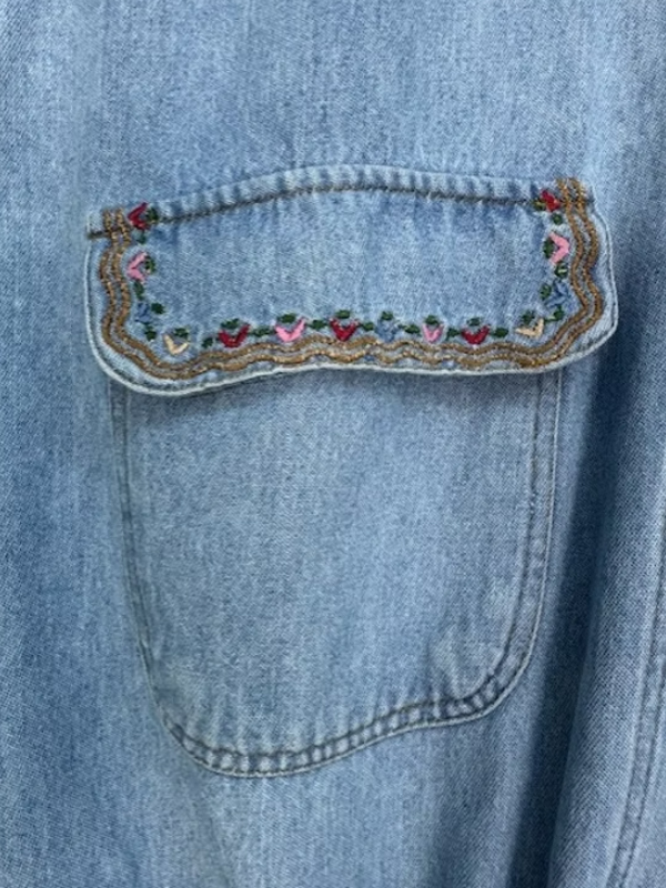Vintage Nakışlı Jean Gömlek