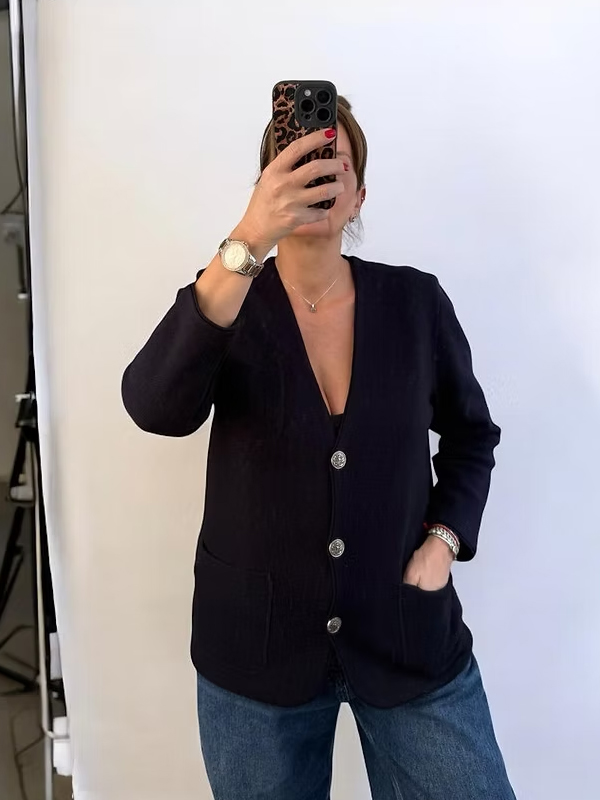 Hey Triko Vintage Çelik Örme Hırka / Ceket