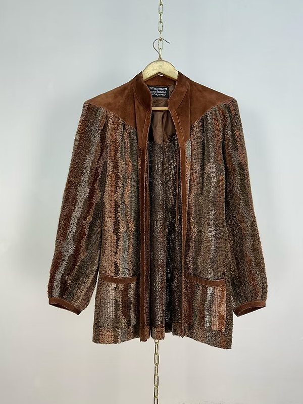 Vintage Fransız Süet & Triko Hırka