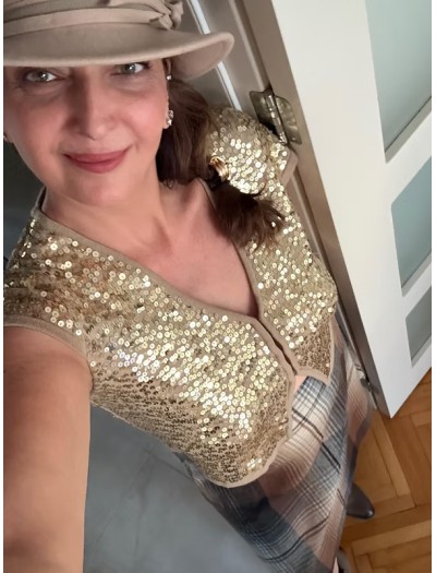 Vintage Gold Pullu Triko Yelek