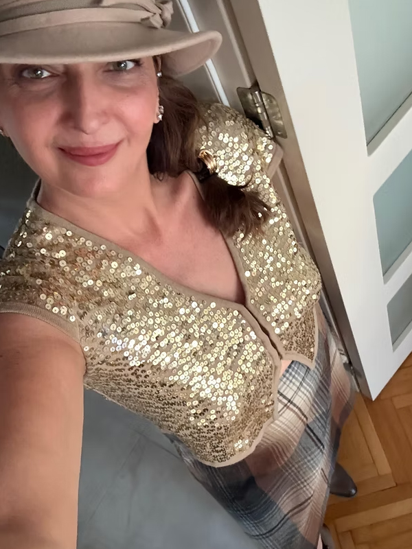 Vintage Gold Pullu Triko Yelek