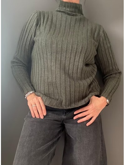 Fitilli Triko Kazak / Haki