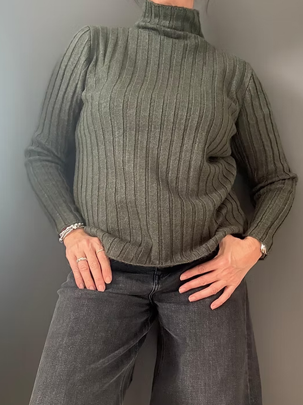 Fitilli Triko Kazak / Haki