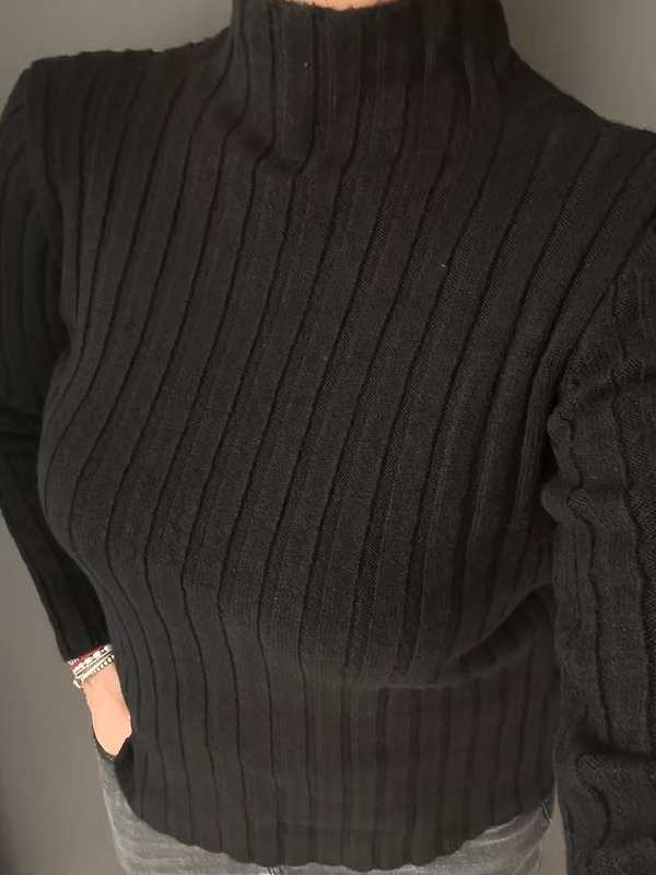 Fitilli Triko Kazak / Siyah