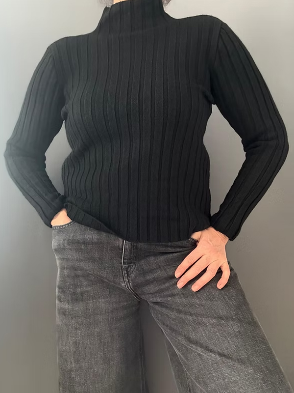 Fitilli Triko Kazak / Siyah