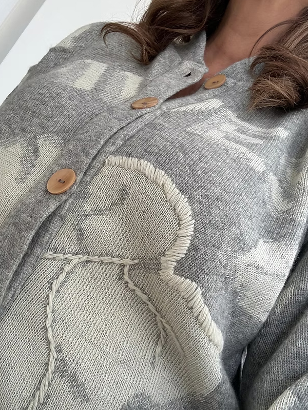 Vintage Sevil nakışlı hırka/mont