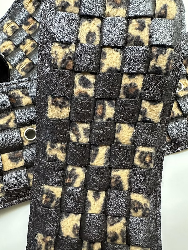 Vintage Leopar Detaylı Deri Kemer