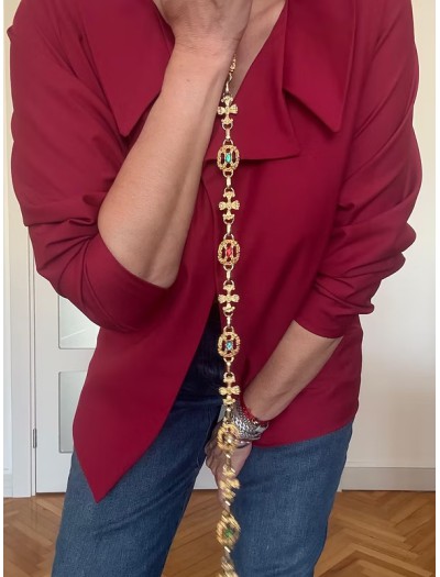 Vintage Gold & Doğal Taşlı Zincir Kemer